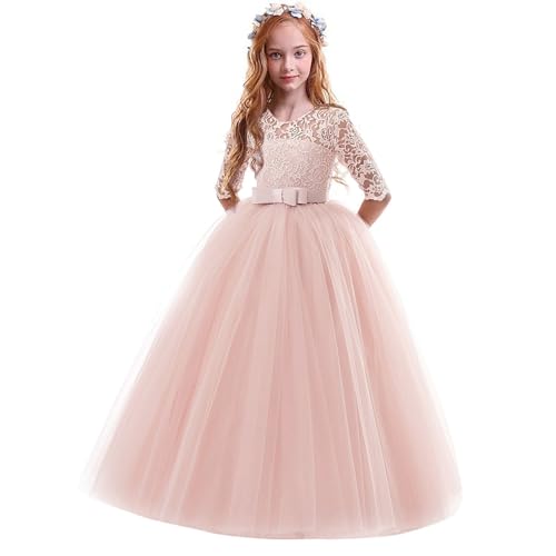 Blumensmädchenkleid Prinzessin Festliches Kinder Mädchen Kleid Festzug Kleider Hochzeit Partykleid Brautjungfern Kleidung Spitze Tüll Cocktailkleid Elegant Langes Abendkleid Kommunikation von Generic