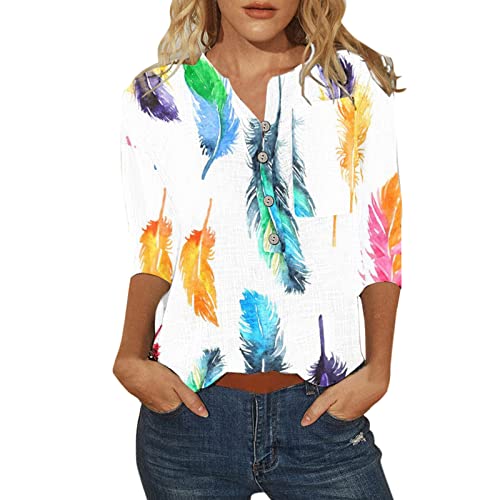 Bluse Damen Elegant Kurzarm T-Shirt Oberteile Bunte Blumenmuster Druck Tunika Shirt Lose Knöpfe mit Kragen Sommershirts Mode Damenblusen Kurz Ärmel Blumen Bluse Tshirt von Generic