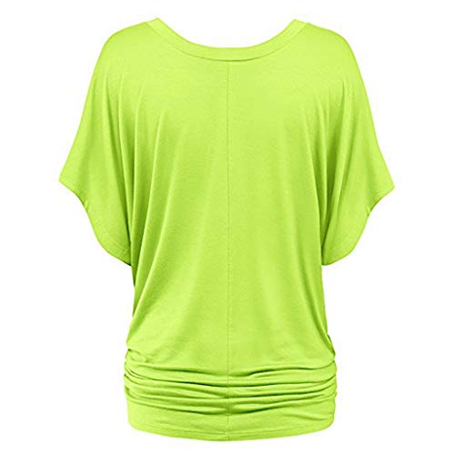 Bluse Damen Shirt Fledermaus V-Ausschnitt Blusenshirt Ruffles Kurzarm Bluse Tunika Übergröße Elegant Oberteile Locker Lässig Tops von Generic