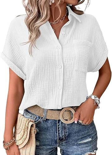 Bluse Damen elegant Kurzarm Sommer Tunika Leinenbluse Musselin Hemd Bluse Button-Down Leinenhemd Oberteile Oversized Hemdbluse Freizeit Tshirt Teenager Mädchen Frauen V-Ausschnitt Leinen Top Bluse Damen elegant Kurzarm Sommer Tunika Leinenbluse Musselin Hemd Bluse Button-Down Leinenhemd Oberteile Oversized Hemdbluse Freizeit Tshirt Teenager Mädchen Frauen V-Ausschnitt Leinen Top von Generic