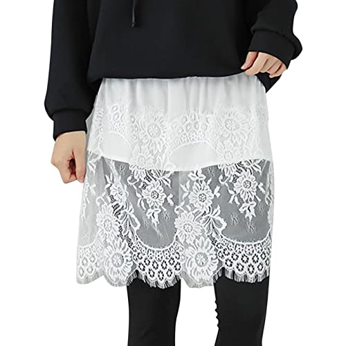 Blusen Verlängerung Damen Hemdverlängerung Bluse Rock Blusenverlängerung Damen Große Größen Einstellbare Layering Top Spitzen Patchwork Extender Rock Blusen von Generic