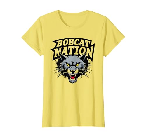 Bobcat Nation Spirit Fierce Maskottchen School Pride Rallye T-Shirt, Damen, Gelb, L von Generic
