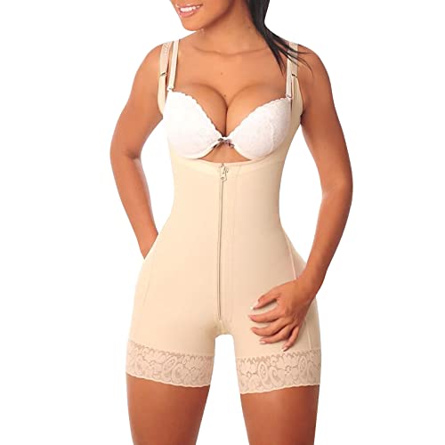 Body Shaper Atmungsaktiv Mieder Waist Training Label Womens Cupped Bodysuit Medium Control Shaping Body Suits Lingerie Medium Neutral Damen figurenformend Miederpants Miederhose von Generic