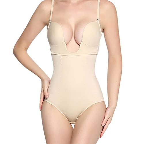 Body Shaper Damen Body Shaper Body Shaper Taillenformer Bodys Taillenformer Rückenfreier Body Shaper-BH Mieder-Slips Abnehmen Stark Formend Ganzkörper Miederbody (Beige, M) von Generic