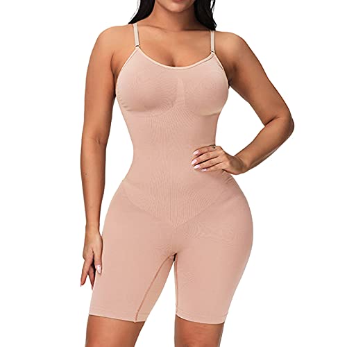 Body Shaper Damen Miederbody Bauchweg Bauchweg Figurformender Rückenfreier Body Shaper-BH Postnatal Erholung Bauch Weg Taillenformer Stark Formend Ganzkörper Miederbody (Beige, M) von Generic