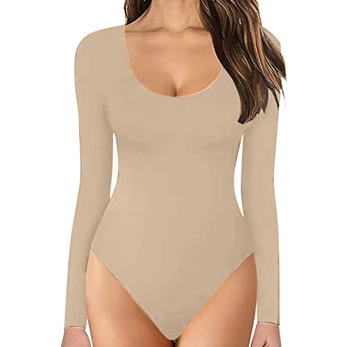 Bodysuit Damen Langarm Oberteil Body Sexy Damenbody Schmal Bodysuits Tops Unterziehbody Elegant Langarmbody für Frauen von Generic