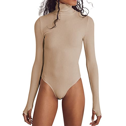 Bodysuit Figurenformend Damen Body Shaper Grundlegender Rollkragenpullover für Damen, schlanker Damen-Pullover, Bodysuit, stilvoller Overall Damen Bodysuit Shapewear Bauchkontrolle Jumpsuits von Generic