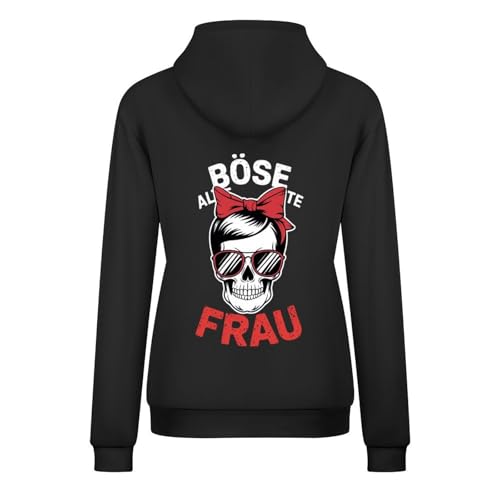 Böse Alte Frau Kapuzenpullover – Lustiger Hoodie mit Rückendruck, Streetwear Langarm Kapuzenpulli für Damen und Herren von Generic