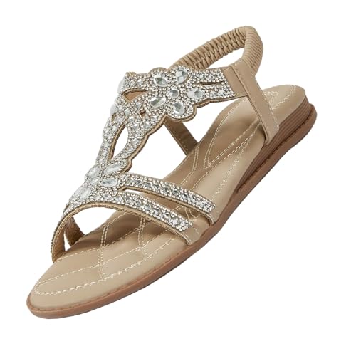 Bohemia Sandalette Damen Sommer Elegant Glitzer Schuhe Flache Sandals mit Strass Perlen Freizeit Damen Strandschuhe Weichen Sohlen Damensandalen Mädchen Sommerschuhe Casual Flip Flops Bohemia Sandalette Damen Sommer Elegant Glitzer Schuhe Flache Sandals mit Strass Perlen Freizeit Damen Strandschuhe Weichen Sohlen Damensandalen Mädchen Sommerschuhe Casual Flip Flops von Generic