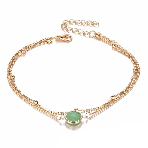 Bohemian Double Layers Fußkettchen Mode Opal Kristall Fußkettchen für Frauen Strand Barfuß Armband Knöchel am Bein weiblicher Knöchelschmuck Nützlich und attraktiv von Generic