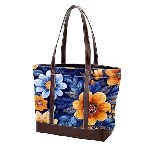 Boho Floral-23 modische gewaschene strapazierfähige Ledergeldbörse für Damen, mit Tragegriff oben, mit Taschen, Reißverschluss, Mehrfarbig 05, 33.8x12x31cm/13.3x4.7x12.2 in von Generic
