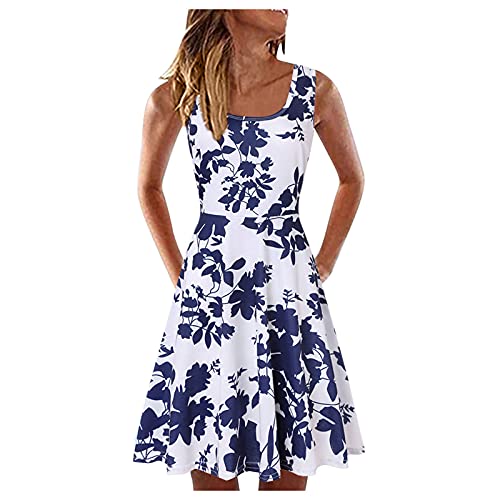 Boho Kleid Damen, Leicht Luftig Festlich Midi Boho Kleid Midikleid Kurzarm Große Größen Curvy A Linie Strandkleid Sommerkleid Elegant Sexy mit Blumen Schick Freizeitkleid Blusenkleid von Generic