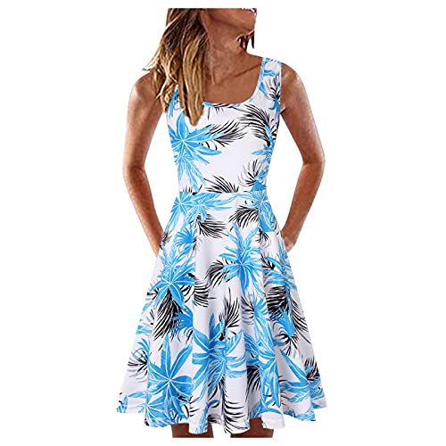 Boho Kleid Damen, Leicht Luftig Festlich Midi Boho Kleid Midikleid Kurzarm Große Größen Curvy A Linie Strandkleid Sommerkleid Elegant Sexy mit Blumen Schick Freizeitkleid Blusenkleid von Generic