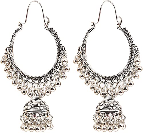 Boho-Ohrringe, hohl, Glocken, Perlen, Quaste, Ohrhänger, traditionelle ohrringe, für Frauen, Silber von Generic