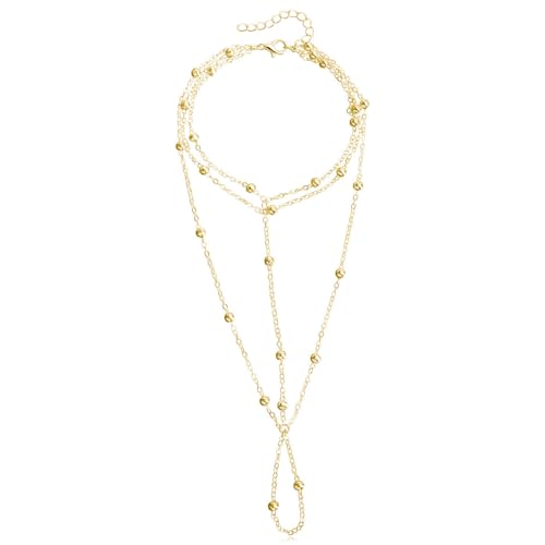 Boho Perlen Foot Chain Layered Barfußsandalen für Frauen, Sommer -Strand -Knöchelarmband mit Perlen, eleganter Hochzeitsfußschmuck Fußkettchen Gold von Generic
