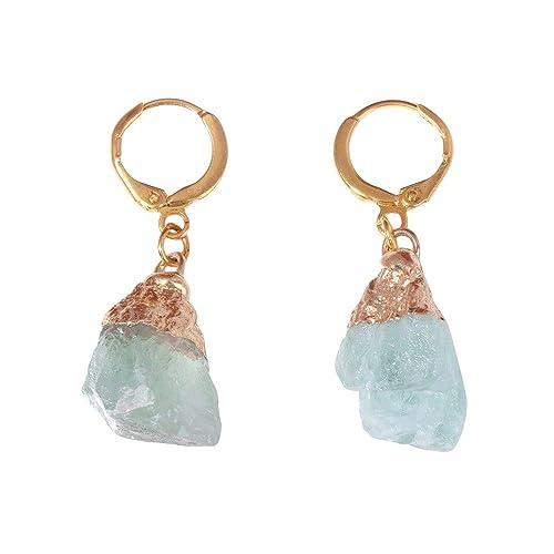 Boho Unregelmäßiger Rohstein-Anhänger, baumelnde Creolen, Kristall-Edelstein-Schmuck für Frauen und Mädchen von Generic