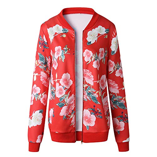 Bomberjacke Damen Kurz Blouson Blumenmuster Jacket leichte Fliegerjacke Langarm Casual Frühling Pilotenjacke College Jacke Sommer Outwear Jacke von Generic