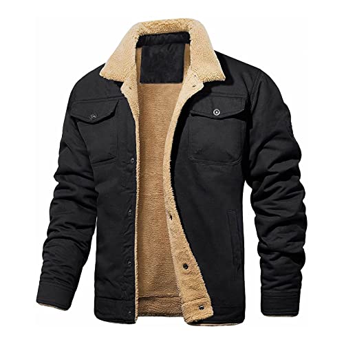 Bomberjacke Herren Winter Pilotenjacke Gefüttert Winterjacke Lang Warm Thermojacke Dicke Fleecejacke Outdoor Fliegerjacke mit Taschen von Generic