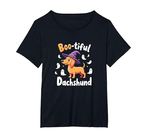 Boo-Tiful Dackel Halloween Sweatshirt Gruseliger Hundeliebhaber T-Shirt, Damen Große Größen, Schwarz, 2X von Generic