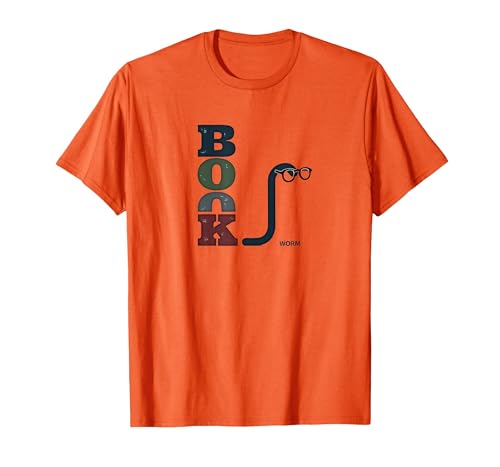 Bookworm Clever Typografie für Buchliebhaber T-Shirt, Herren, Orange, S von Generic