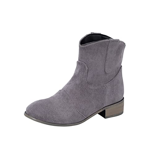 Boots Damen, Stiefel Damen mit Absatz Elegant Kurz Cowboystiefel Wildleder Kurzschaft Stiefel Retro Kurzstiefel Western Boots Casual Lang StiefelettenDamenstiefel Winterstiefel von Generic