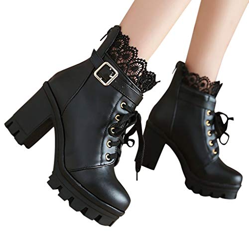 Boots Damen, Stiefel Fraue Stiefeletten mit Absatz Plateau Blockabsatz Spitze Winterstiefel Cowboystiefel Elegant Ankle Cowboy Boots Winter Kurz Stiefel Damenstiefel Winterschuhe von Generic