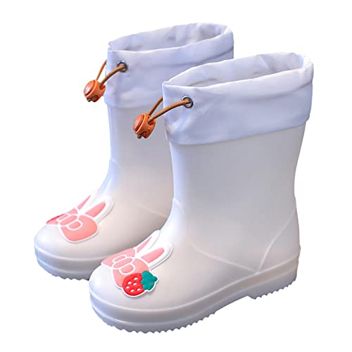 Boots Kinder Winter Regenstiefel für Mädchen, Kinder, Regenstiefel, isoliert, für und Mädchen, Gummi-Regenstiefel, Kleinkind-Regenstiefel Kinderschuhe 34 (White, 35 Big Kids) von Generic