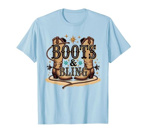 Boots & Bling Cowgirl Western Country Boots für Damen T-Shirt, Herren, Himmelblau, S Boots & Bling Cowgirl Western Country Boots für Damen T-Shirt, Herren, Himmelblau, S von Generic