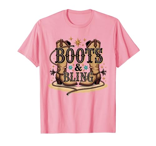 Boots & Bling Cowgirl Western Country Boots für Damen T-Shirt, Herren, Rosa, XXL Boots & Bling Cowgirl Western Country Boots für Damen T-Shirt, Herren, Rosa, XXL von Generic