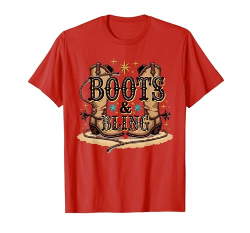 Boots & Bling Cowgirl Western Country Boots für Damen T-Shirt, Herren, Rot, M Boots & Bling Cowgirl Western Country Boots für Damen T-Shirt, Herren, Rot, M von Generic