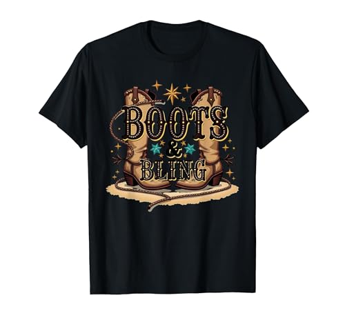 Boots & Bling Cowgirl Western Country Boots für Damen T-Shirt, Herren, Schwarz, XXL Boots & Bling Cowgirl Western Country Boots für Damen T-Shirt, Herren, Schwarz, XXL von Generic