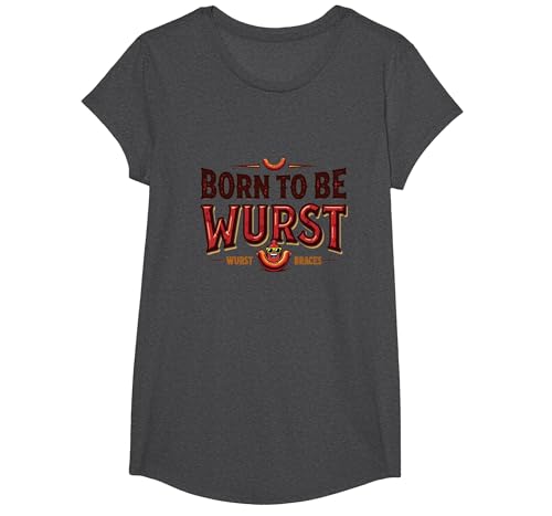 Born to Be Wurst: On My Wurst Behavior Lustiger Feinschmecker T-Shirt, Girls, Anthrazit Meliert, L von Generic