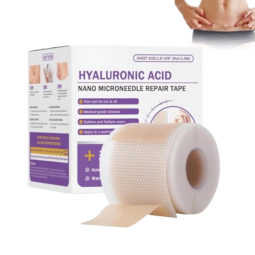 Bostore Hyaluronic Acid Nano Microneedle Repair Tape, Natural Nano Microneedle Patch, Long-lasting Silicone Scar Repair Tape for Men & Women (1PCS) von Generic