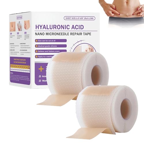 Bostore Hyaluronic Acid Nano Microneedle Repair Tape, Natural Nano Microneedle Patch, Long-lasting Silicone Scar Repair Tape for Men & Women (2PCS) von Generic