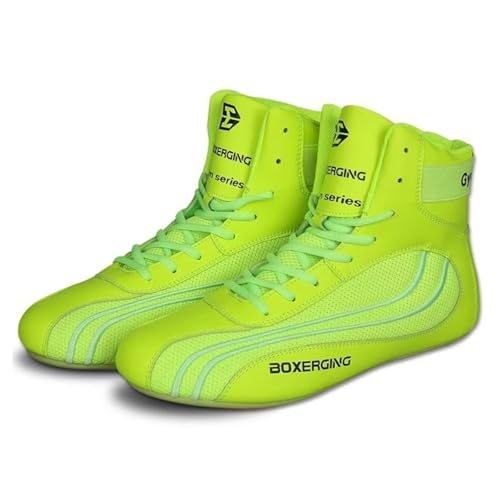 Boxen Gewichtheberschuhe Für Männer, Atmungsaktive rutschfeste Wrestlingstiefel Leichte Flexible Kampftrainingsschuhe,Grün,40 EU von Generic