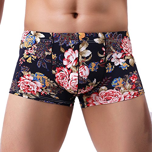 Boxershort Herren Leo Print Männer Unterhosen Hipster Kurz Baumwolle Men Retroshorts Trunks Bequem Stretch Herrenunterwäsche Sportunterhosen Marine M von Generic