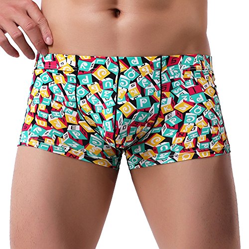 Boxershort Herren Leo Print Männer Unterhosen Hipster Kurz Baumwolle Men Retroshorts Trunks Bequem Stretch Herrenunterwäsche Sportunterhosen Mehrfarbig L von Generic