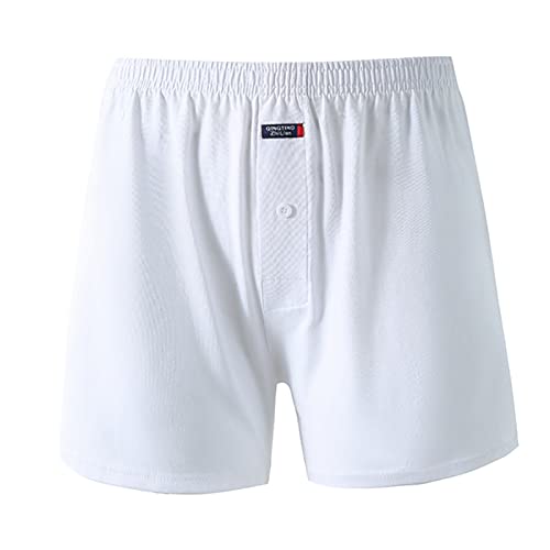 Boxershort Herren Männer Unterhosen Hipster Kurz Baumwolle Men Retroshorts Trunks Stretch Bequem Unterwäsche Männer Sportunterhosen Weiß 4XL von Generic