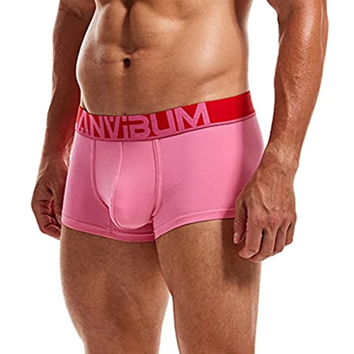 Boxershort Herren mit weichem Bund Männer in Boxershort Hipster Kurz Baumwolle Retroshorts Trunks Stretch Bequem Männer Unterwäsche Sportunterhosen Rosa M von Generic