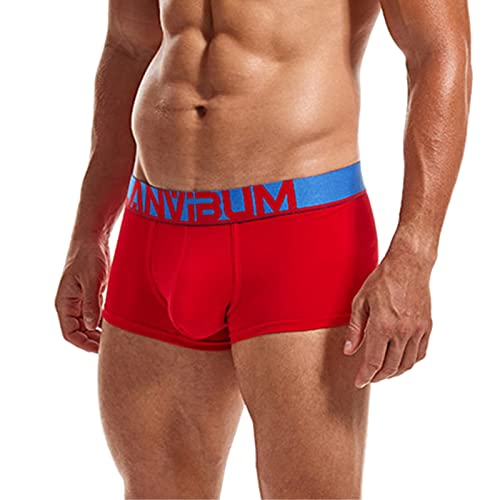 Boxershort Herren mit weichem Bund Männer in Boxershort Hipster Kurz Baumwolle Retroshorts Trunks Stretch Bequem Männer Unterwäsche Sportunterhosen Rot XXL von Generic