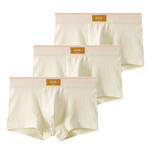 Boxershorts Herren Bambus Baumwolle Unterhosen Business Unterwäsche Herrenunterhosen Nahtlose Retroshorts Winter Underwear Atmungsaktiv Boxer Bequeme Trunks Shorts Tages 01 Beige 4XL von Generic