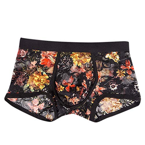 Boxershorts Herren Sexy Herren Dessous Seidig Spitze Slip mit Druck Sissy Pouch Crossdress Höschen Erotische ReizwäSche mit Ausbuchtung Leicht und Atmungsaktiv UnterwäSche Herren Sexy Transparent von Generic