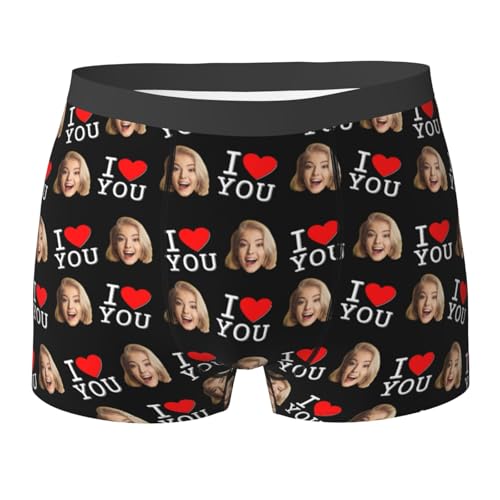 Boxershorts mit Gesicht Foto Unterwäsche Personalisierte Boxershorts Lustige Retroshorts Personalisierte Geschenke Boxer Ostern Valentinstag Weihnachten Geburtstag(Wassermelonenrot,L) von Generic