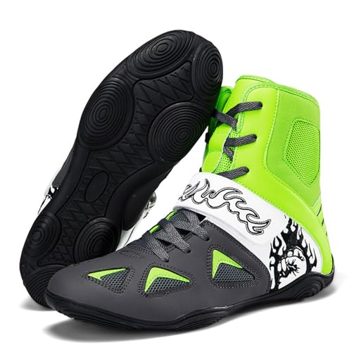 Boxschuhe Boxstiefel, Knöchelschutz-Kniebeugenschuhe, Leichte Bodybuilding-Schuhe for Jungen, rutschfeste Wrestling-Sneaker(Green,41 EU) von Generic