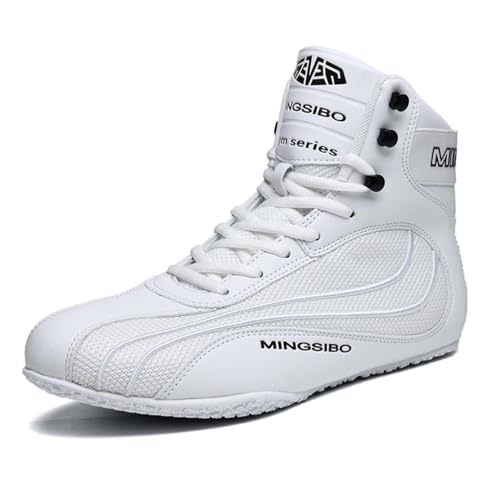 Boxschuhe Für Männer Und Frauen, Leichte Hohe Sneakers, Atmungsaktive Sportliche Trainingsschuhe Mit Hoher Unterstützung,Weiß,37 EU von Generic