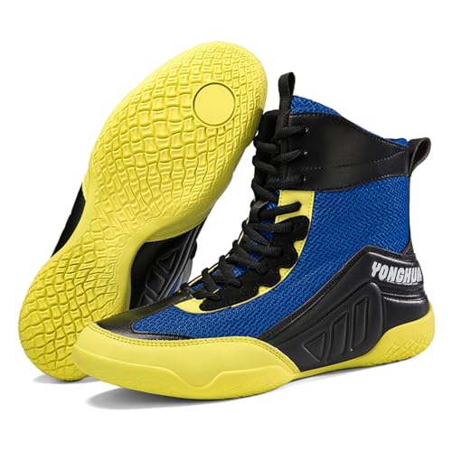 Boxschuhe Herren Wrestlingschuhe Sparring Boxer Turnschuhe Schuhe Leichte Mesh Bodybuilding Gewichtheben MMA Schuhe, rutschfeste Gummisohle(BLAU,46 EU) von Generic