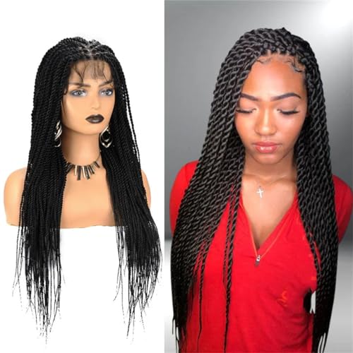 Braid Perücken Volle Spitze Frontal Perücken Twist Box Geflochtene Synthetische Spitze Perücke Für Schwarze Frauen 36 Zoll Knotenlos Geflochtene Perücken von Generic