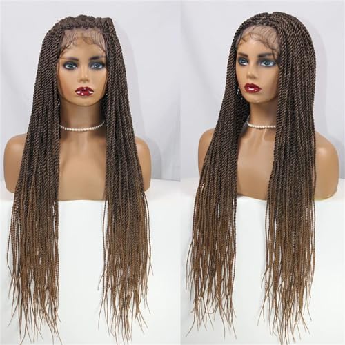 Braid Perücken Volle Spitze Frontal Perücken Twist Box Geflochtene Synthetische Spitze Perücke Für Schwarze Frauen 36 Zoll Knotenlos Geflochtene Perücken von Generic