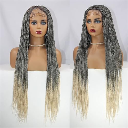 Braid Perücken Volle Spitze Frontal Perücken Twist Box Geflochtene Synthetische Spitze Perücke Für Schwarze Frauen 36 Zoll Knotenlos Geflochtene Perücken von Generic