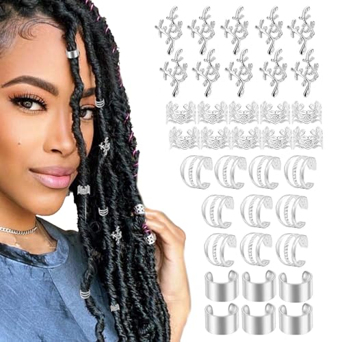 Braid Schmuckringe - 40 Stück Metallhaarmanschetten | Dekorative Zöpfe und Dreadlock -Accessoires fügen Stil zu Wendungen, Zöpfen und Perfekt für Festivals, Partys und tägliche lo von Generic